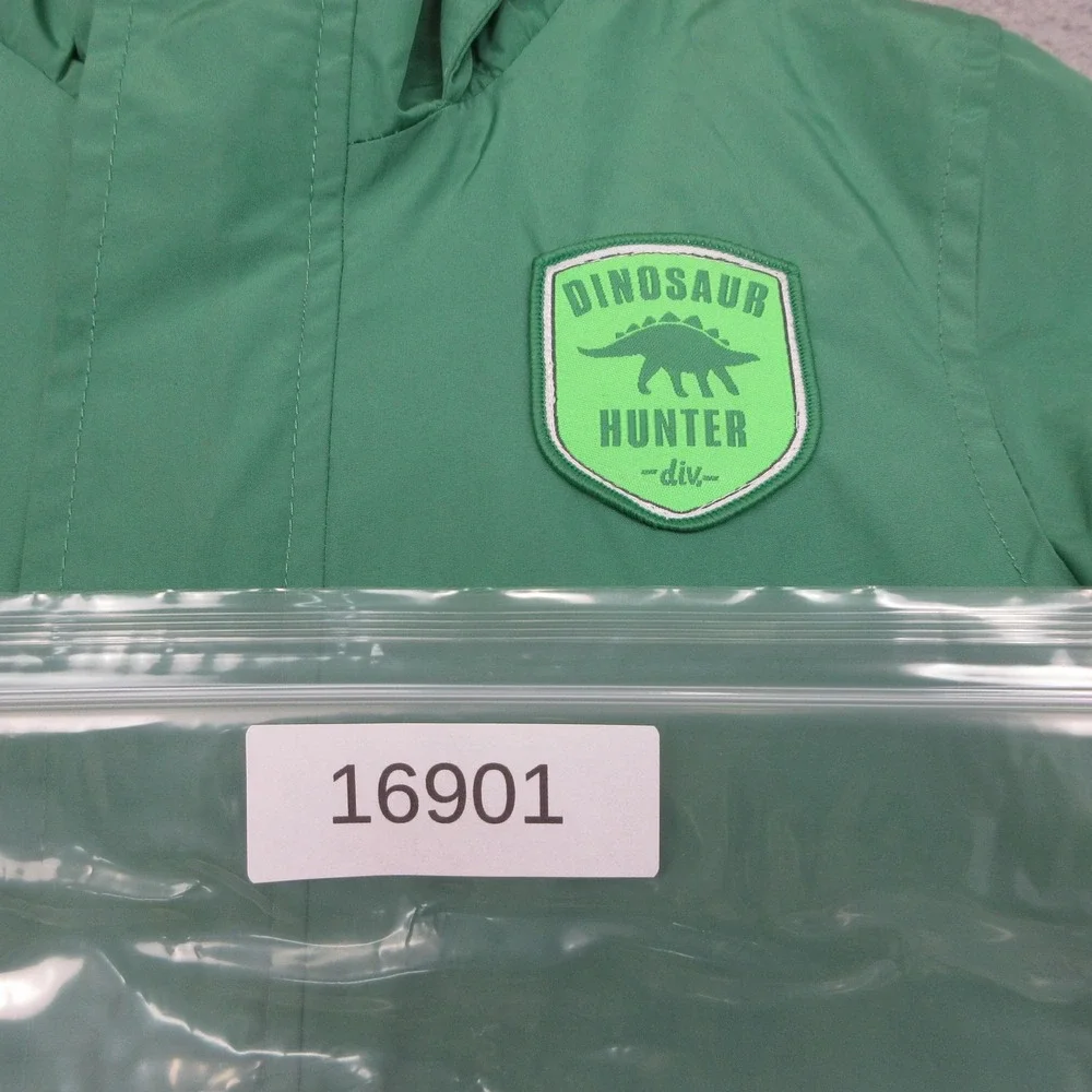 Carters Dinosaur Rain Jacket Kids 4 Green Hooded Dino Hunter Outdoor Kidswear
